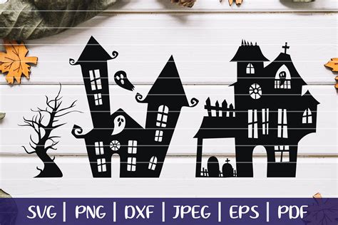Download Haunted House SVG Silhouettes, Halloween Haunted Mansion ...