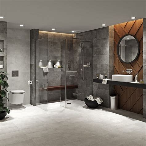 Mode Tate Dark Domain Ensuite Suite With Room Panel Shower And Taps Bathroom Inspiration