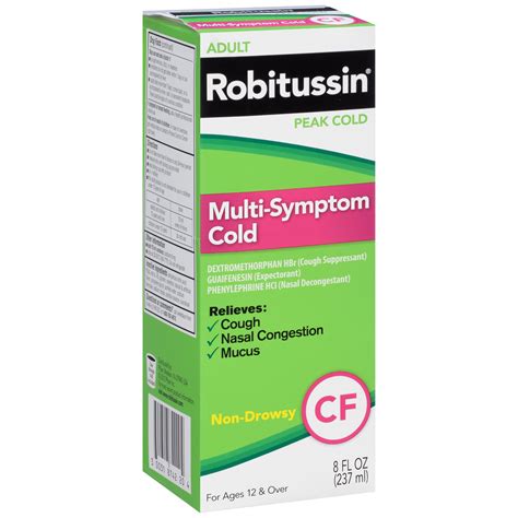 Robitussin Adult Peak Cold Non Drowsy Multi Symptom Cold Cf Liquid 8
