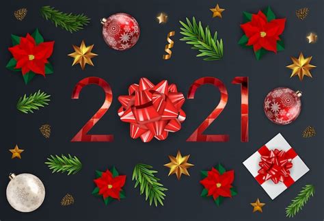 Vacaciones 2021 Año Nuevo Y Feliz Navidad Fondo Ilustración Vectorial