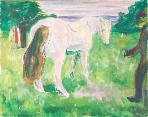 White Horse In A Green Meadow Painting By Edvard Munch Fine Art America