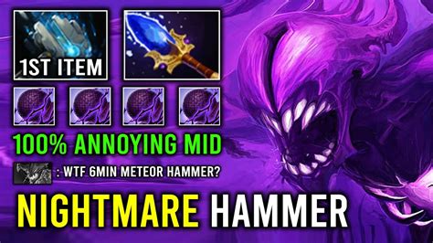 Wtf 6min Meteor Hammer First Item Solo Mid Bane Nightmare Carry 100