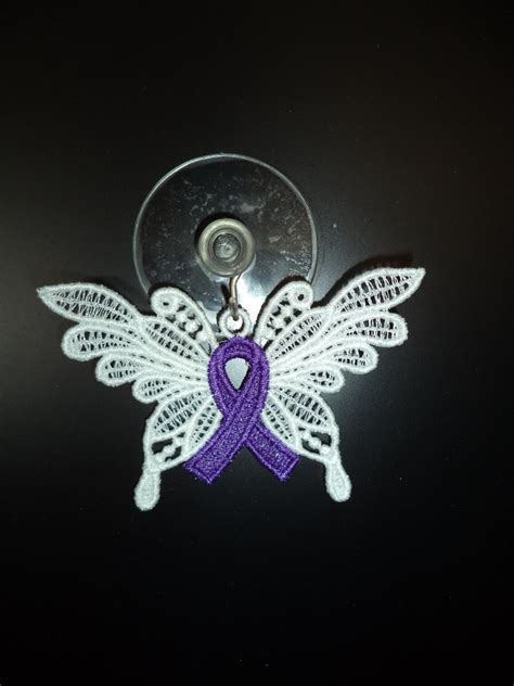 Enclosure Lace Awareness Ribbon Butterfly Purple By Sandihicks