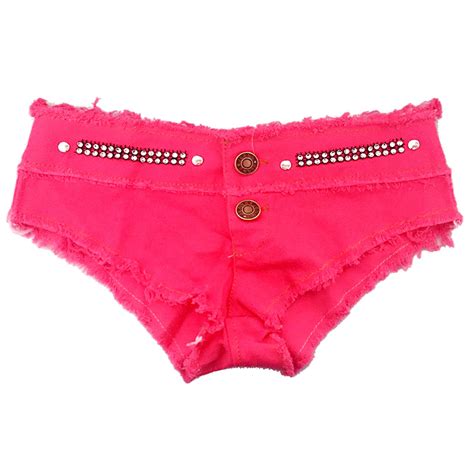 Sexy High Cut Booty Short Shorts Vintage Cute Bikini Double Button Low