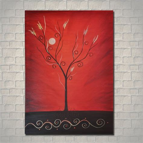 Original Oil Painting Abstract Red Painting Landscape Etsy