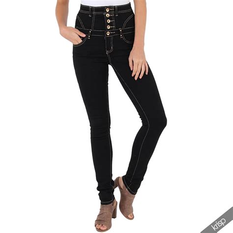 Womens Sexy Zip Back High Waist Stretch Skinny Slim Fit Leg Jeans Pants