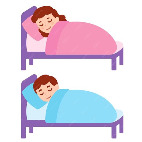 Premium Vector Cute Cartoon Girl And Boy Sleeping In Bed Little