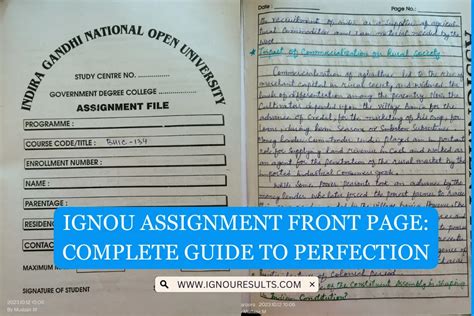 Ignou Assignment Front Page Complete Guide To Perfection Ignou Results