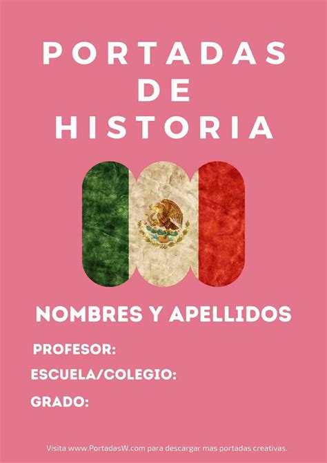 Portada De Historia De México Fondo Rosado En Word