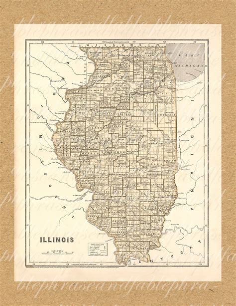 Map Of Illinois From The 1800s 363 New World Cartography Etsy
