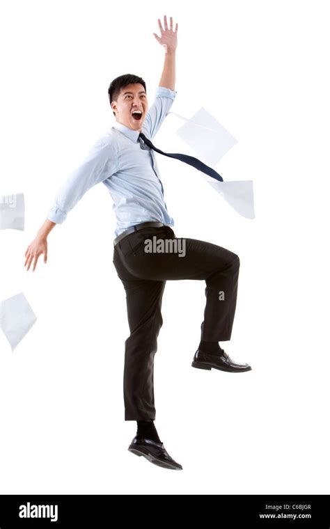 Businessman Jumping In The Air Stock Photo Alamy