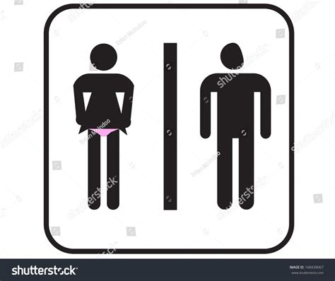 Funny Unisex Bathroom Sign Female Stick Stock Illustration