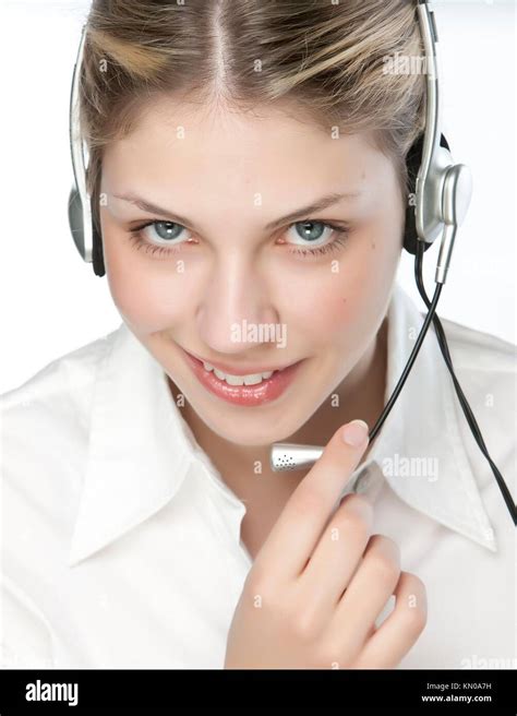 A Friendly Secretarytelephone Operator In An Office Environment Stock