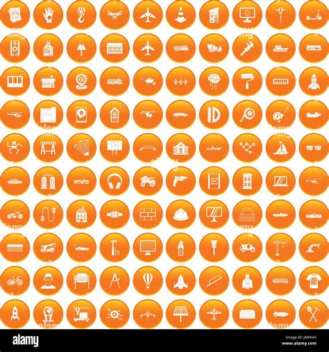 100 Engineering Icons Set Orange Stock Vector Image And Art Alamy