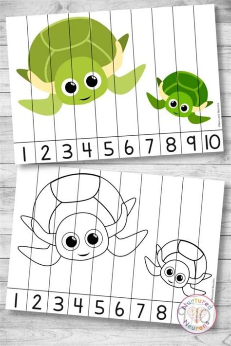 Tremendous Turtle Number Sequencing Puzzle Math Printable For Kids