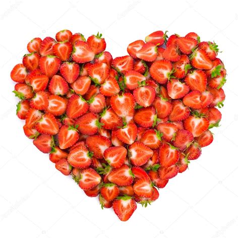 Heart Shape By Sliced Strawberries — Stock Photo © Smaglov 11214911