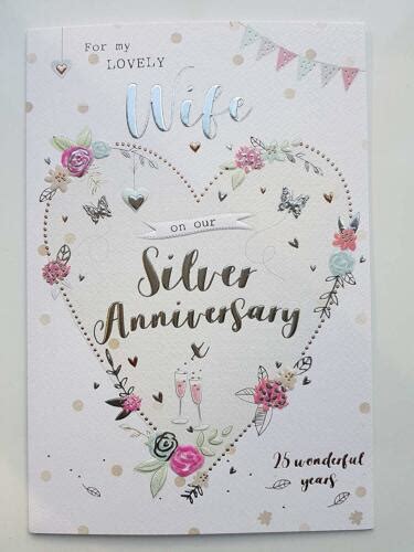 Wife Silver Anniversary Card On Our 25th Wedding Heart And Bunting Design