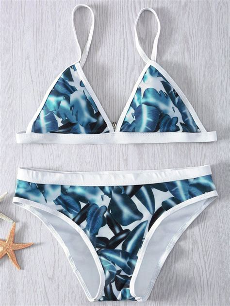 25 Off 2021 Palm Leaf Print Bikini Set In Colormix Zaful
