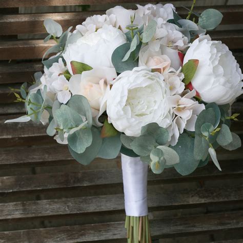 Artificial Eucalyptus Stems Leaves Real Touch Faux Wedding Bouquet