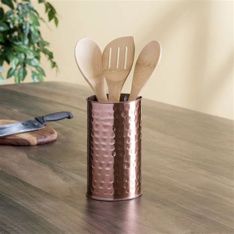 Hammered Steel Utensil Holder Copper