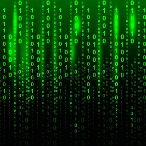 Binary Code Flowing Over A Green Background Digital Illustration