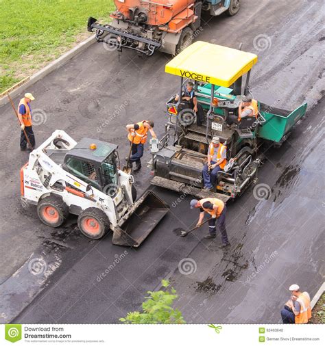Workers And Road Construction Machinery Editorial Image Image Of