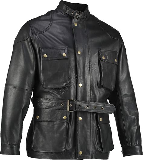 Gallanto Black Benjamin Button Biker Mens Long Leather Jacket