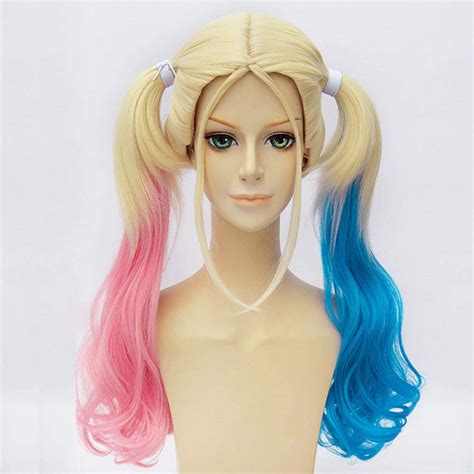 Batman Suicide Squad Harley Quinn Wig Pink Blue Gradient Hair Cosplay