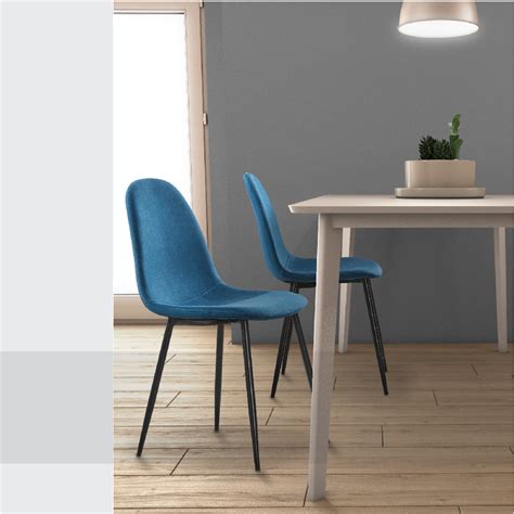 Maybe you would like to learn more about one of these? By Demeyere "Iena" lot de 4 chaises de salle à manger style scandinave en tissu bleu et pied ...