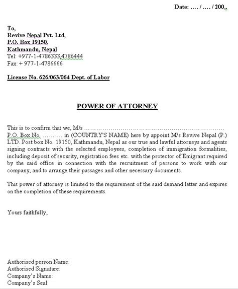 Letter Of Attorney Free Printable Documents