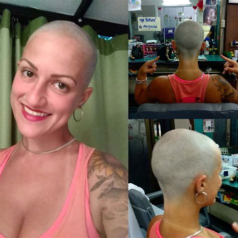 bald head girl revealing swimsuits summer haircuts super short hair bald women shaving