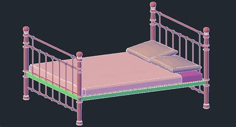 3d Drawing Of Traditional Bed Cadbull
