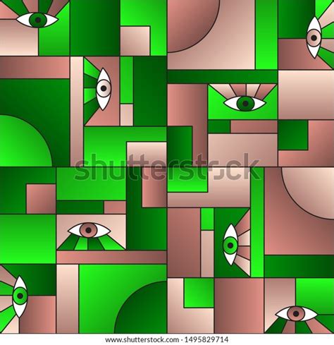 Artistic Pattern Eyes Geometric Shapes Grid Stock Vector Royalty Free