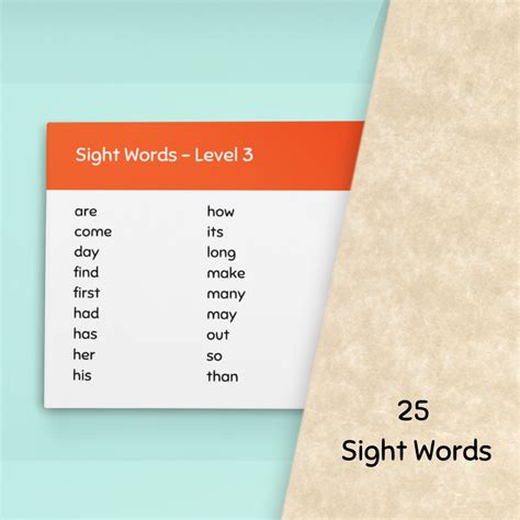 Sight Words Flashcards For Preschool And Toddlers Level 3