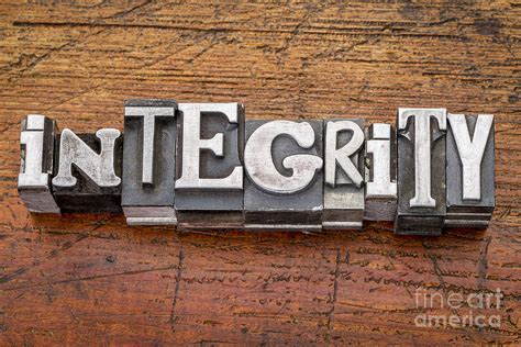 Integrity Word In Metal Type Photograph By Marek Uliasz Fine Art America