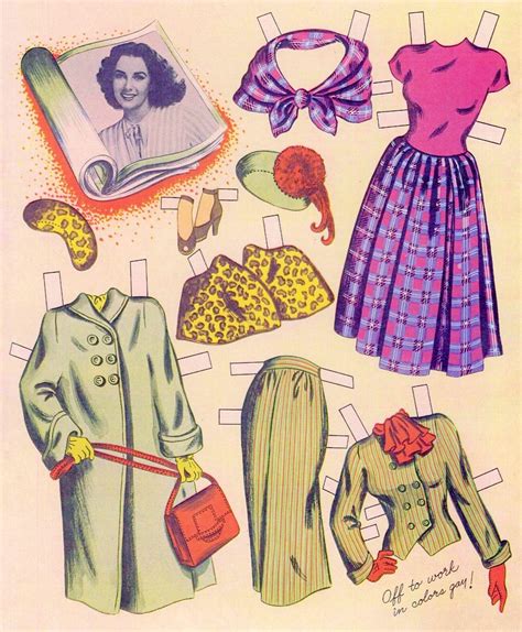 Vintage Paper Doll Printable Pdf Elizabeth Taylor Paper Doll 40s 1940s