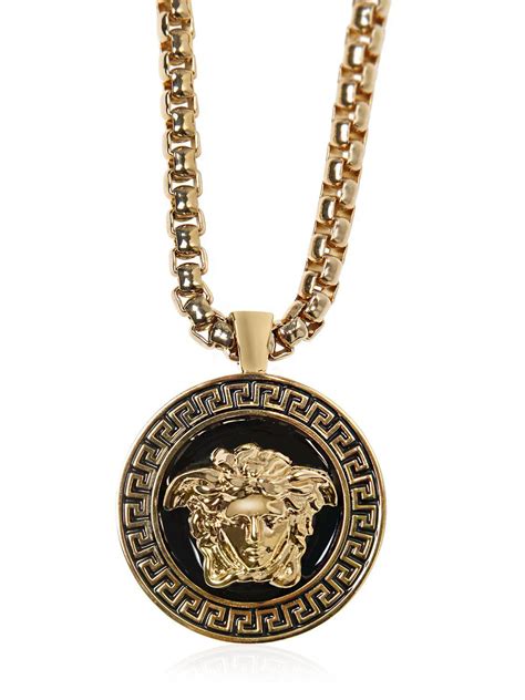 Lyst Versace Enameled Medusa Chunky Chain Necklace In Metallic