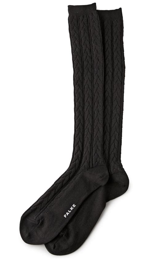 Falke Striggings Cable Knit Knee High Socks Grey In Black Lyst
