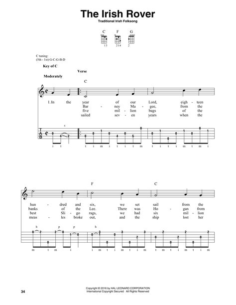 The Irish Rover Banjo Tab Print Sheet Music Now