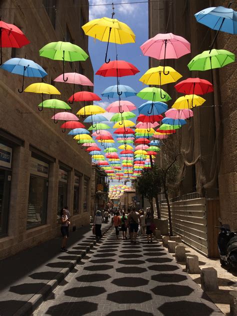 Umbrellas Suspended Over A Side Street In Jerusalem Imgur Beautiful