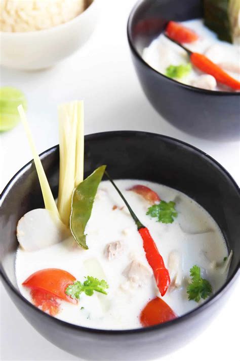 Tom kha gai (chicken coconut soup). Tom Kha Gai - Thai Chicken Coconut Soup - LeelaLicious