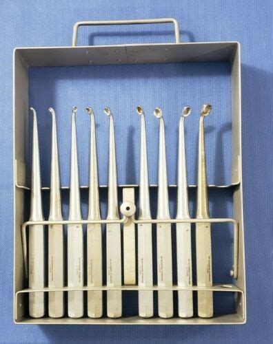 Richards 11 1399 Surgical Orthopedic Rack With Angled Curette Set Of 9