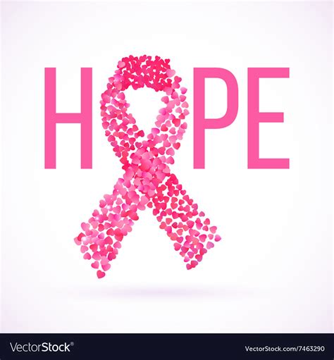 Hope Message In Pink With Cancer Awareness Ribbon Vector Image