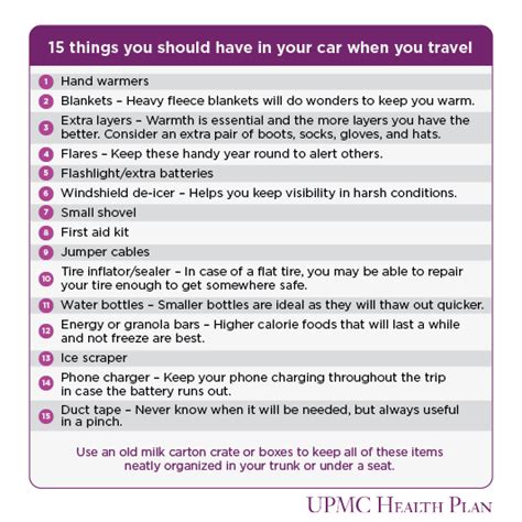 15 Things You Should Have In Your Car Upmc Health Plan