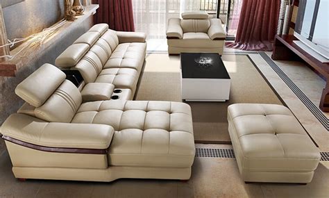 Ivory Sectional Living Room 6piecesset Sofa Set Modern Design Imported