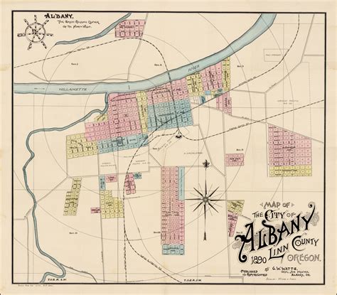 Map Of The City Of Albany Linn County Oregon 1890 By Gw Watts