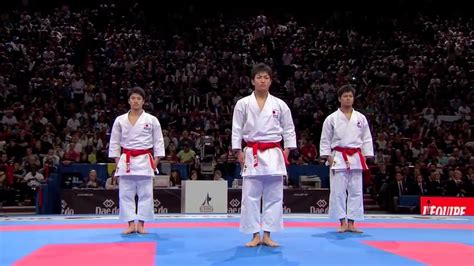 Team Kata Bunkai Unsu By Japan Wkf World Karate Championship Youtube