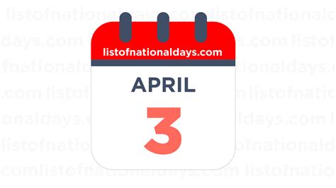 April 3rd National Holidays Observances And Famous Birthdays