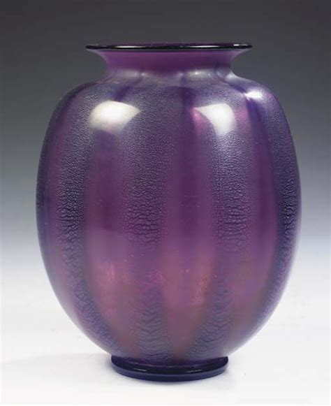 Serica 14 A Purple Glass Vase A D Copier For Leerdam 1928 Purple Glass Gold Glass Glass Art