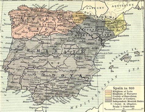 El Reino De León Hacia 910 Map Europe Map Map Of Spain